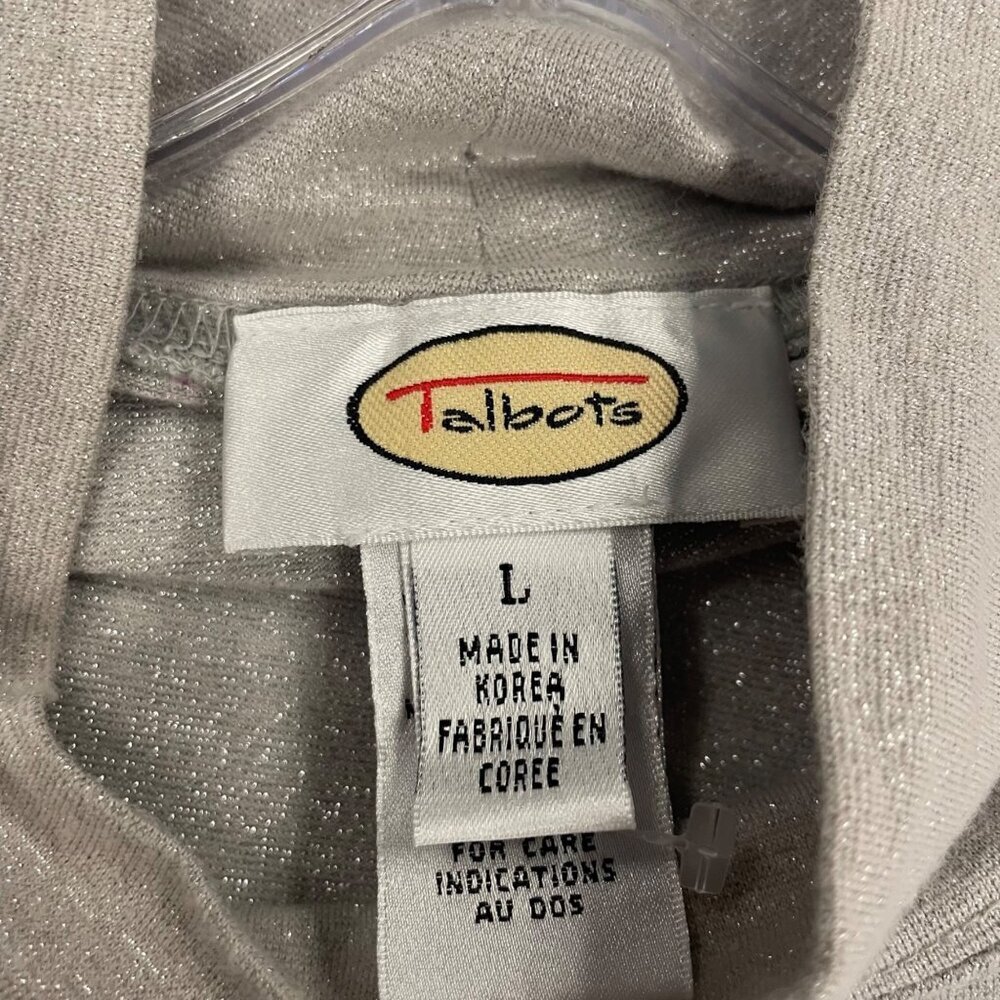 Talbots Vintage Womens Mock Neck Top Beige/Silver Shimmer Size Large - Picture 8 of 9